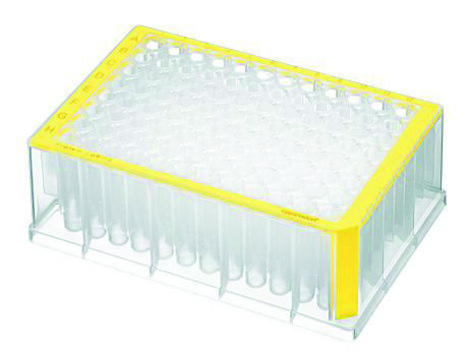 Eppendorf&#174; Deepwell Plate 96/1000&#956;L sterile, volume 1000&#160;&#956;L, yellow border with clear wells, pkg of 20&#160;plates (5 bags x 4 plates)