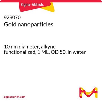 Gold nanoparticles 10&#160;nm diameter, alkyne functionalized, 1 ML, OD 50, in water