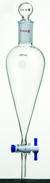 Synthware&#8482; Squibb-style separatory funnel with PTFE stopcock and PTFE stopper 125 mL, top joint: ST/NS 14/20