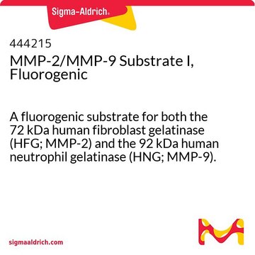 MMP-2/MMP-9 Substrate I, Fluorogenic A fluorogenic substrate for both the 72 kDa human fibroblast gelatinase (HFG; MMP-2) and the 92 kDa human neutrophil gelatinase (HNG; MMP-9).