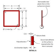 Grace Bio-Labs SecureSeal&#8482; hybridization chambers wells, 1, well L &#215; W &#215; depth from septum to bottom of cone 22 mm &#215; 22 mm &#215; 0.8 mm, port diam. 1.5&#160;mm