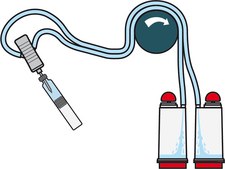 Steritest&#174; NEO Device For liquids in cartridges and small soft plastic containers., Red base canister comes with a single short (20 mm) needle., pkg of 10 blisters per box (Single packed)