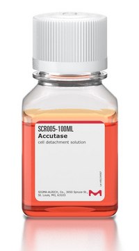 Accutase cell detachment solution A cell detachment solution of proteolytic &amp; collagenolytic enzymes. The reagent is useful for creating single cell suspensions from clumped cell cultures for accurate cell counting, detachment of cells from primary tissue.