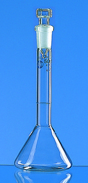 BRAND&#174; BLAUBRAND&#174; volumetric flask trapezoidal capacity 20 mL, polypropylene stopper, joint: ST/NS 10/19