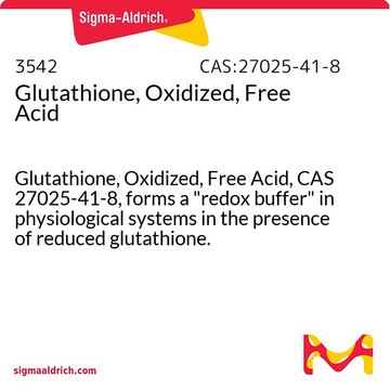 Glutathione, Oxidized, Free Acid Glutathione, Oxidized, Free Acid, CAS 27025-41-8, forms a "redox buffer" in physiological systems in the presence of reduced glutathione.