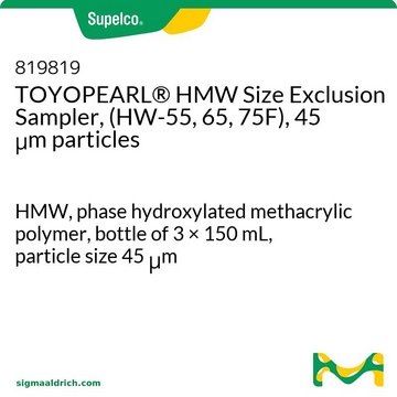 TOYOPEARL&#174; HMW Size Exclusion Sampler, (HW-55, 65, 75F), 45 &#956;m particles HMW, phase hydroxylated methacrylic polymer, bottle of 3 × 150&#160;mL, particle size 45&#160;&#956;m