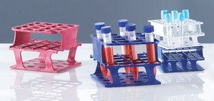OneRack&#174; Test Tube Rack Full, polyoxymethylene (fiberglass reinforced), size 72&#160;wells, well diam. 16&#160;mm, red