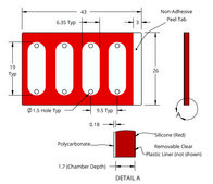 Grace Bio-Labs CoverWell&#8482; perfusion chambers 4 chambers, port diam. 1.5&#160;mm, chamber W × L × thickness 6.35&#160;mm × 19&#160;mm × 1.7&#160;mm