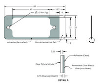 Grace Bio-Labs HybriWell&#8482; sealing system, SecureSeal&#8482; adhesive chamber chamber volume 50-100&#160;&#956;L, L × W × thickness 21&#160;mm × 40&#160;mm × 0.15&#160;mm, port diam. 3.2&#160;mm