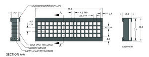 Grace Bio-Labs ProPlate&#174; microarray system, slide module W × L 3.5&#160;mm × 3.5&#160;mm, with Delrin&#174; snap clips, wells, 64