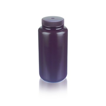 Wheaton&#174; Leak Resistant Bottle capacity 1000&#160;mL, high-density polyethylene bottle, amber bottle, wide-mouth bottle, bottle diam. × H 91&#160;mm × 199&#160;mm, 63-415