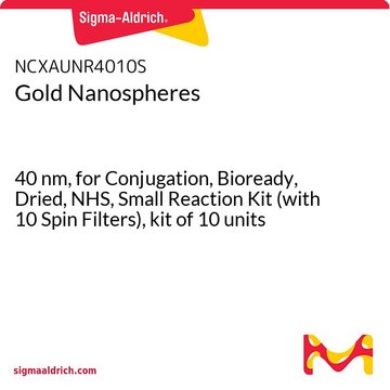 Gold Nanospheres 40&#160;nm, for Conjugation, Bioready, Dried, NHS, Small Reaction Kit (with 10 Spin Filters), kit of 10&#160;units