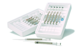 Hamilton&#174; syringe, 700 series, fixed needle 701N, volume 10&#160;&#956;L, needle size 26s ga (bevel tip), needle L 51&#160;mm (2&#160;in.), pkg of 6&#160;ea