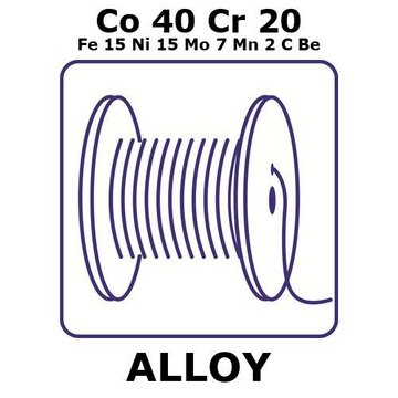 Cobalt-chromium-iron-nickel-molybdenum-manganese alloy, Co40Cr20Fe15Ni15Mo7Mn2CBe 100m wire, 0.25mm diameter, hard