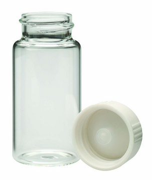 WHEATON&#174; liquid scintillation vial with seperate PE cone lined urea cap lips on vial transparent borosilicate glass bottle, capacity (20&#160;mL), screw cap