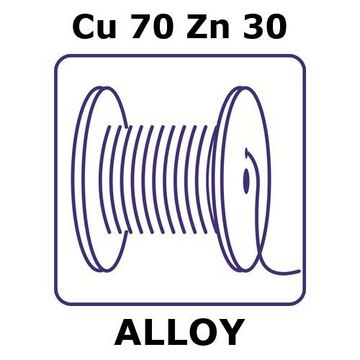 Brass alloy, Cu70Zn30 25m wire, 0.025mm diameter, as drawn