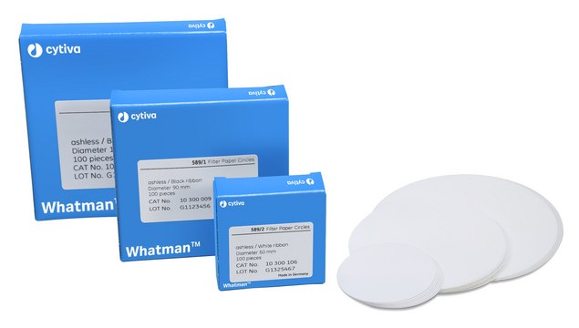 Whatman&#174; quantitative filter paper, ashless, Grade 589/2 white ribbon circles, diam. 185&#160;mm, pack of 100