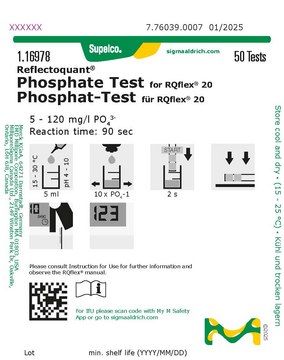 Phosphate Test reflectometric, 5-120&#160;mg/L (PO43-), for use with REFLECTOQUANT&#174;