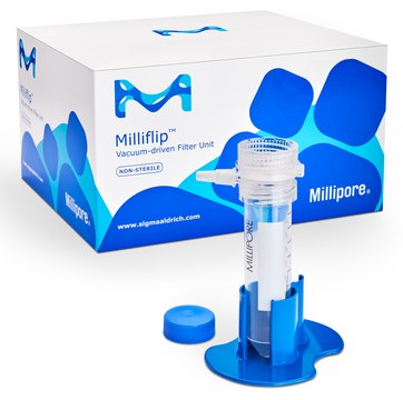 Milliflip&#174;-HV Non-sterile Vacuum-driven PVDF Filter Unit Nonsterile, 50 mL process volume, 0.45 &#181;m pore size, PVDF membrane