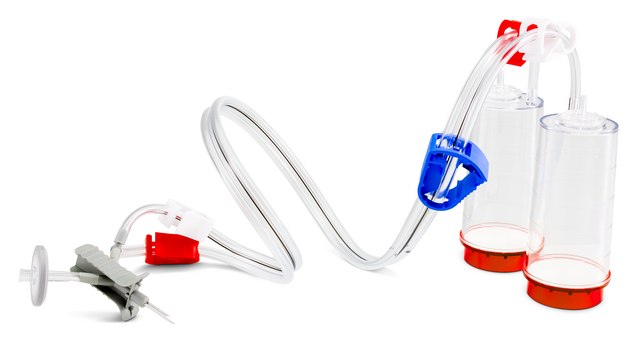 Steritest&#174; NEO Device For liquids in small vials with septa., Red base canister with a vented double needle for small vials with septa., pkg of 10 blisters per box, Single packed