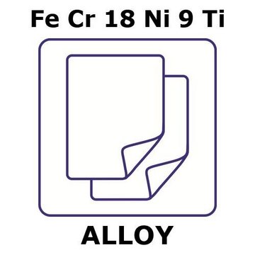 Stainless Steel - AISI 321 alloy, FeCr18Ni9Ti foil, 50 x 50mm, 0.05mm thickness, annealed, light tight (lt)