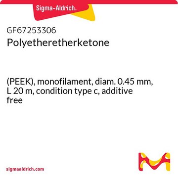 Polyetheretherketone (PEEK), monofilament, diam. 0.45&#160;mm, L 20&#160;m, condition type c, additive free