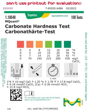 Carbonate Hardness Test colorimetric, water hardness 4-24&#160;°d, MQuant&#174;