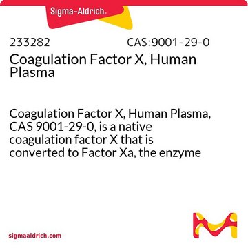 Coagulation Factor X, Human Plasma Coagulation Factor X, Human Plasma, CAS 9001-29-0, is a native coagulation factor X that is converted to Factor Xa, the enzyme that converts prothrombin to thrombin.