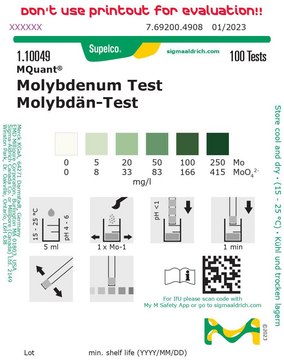 Molybdenum Test colorimetric, 5-250&#160;mg/L (Mo), MQuant&#174;