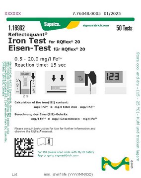 Iron Test reflectometric, 0.5-20&#160;mg/L (Fe2+), for use with REFLECTOQUANT&#174;