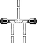 HI-VAC&#174; vacuum valves Three-way, O-ring tip: no, bore 0-2&#160;mm