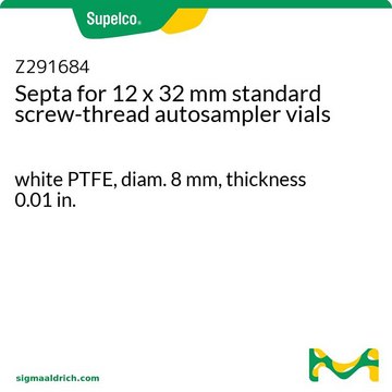 Septa for 12 x 32 mm standard screw-thread autosampler vials white PTFE, diam. 8&#160;mm, thickness 0.01&#160;in.