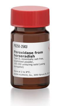 Peroxidase from horseradish Type II, essentially salt-free, lyophilized powder, 150-250&#160;units/mg solid (using pyrogallol)