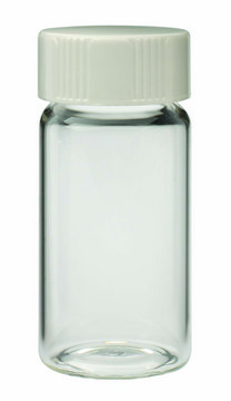 WHEATON&#174; liquid scintillation vial with attached PE disc lined urea cap lips on vial transparent borosilicate glass bottle, capacity (20&#160;mL), screw cap