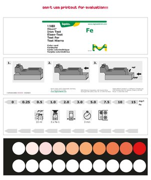 Iron Test colorimetric, 0.25-15&#160;mg/L (Fe), for use with MCOLORTEST&#174;