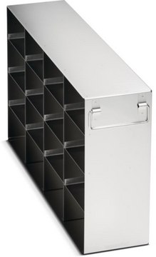 Eppendorf&#174; Side Access Stainless Steel Rack for CryoCube(R) F740 Upright Freezers including front and back handle for storage of 16 boxes up to 136x136x78 mm (3 inch boxes), 5-Compartment, external W × D × H (139&#160;mm) (569&#160;mm) (330&#160;mm)