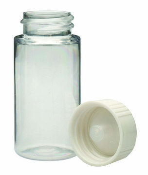 WHEATON&#174; liquid scintillation vial with seperate PE cone lined urea cap transparent PET bottle, capacity (20&#160;mL), screw cap, case of 1,000&#160;ea Bulk packed vials with screw caps in separate bag