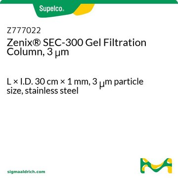 Zenix&#174; SEC-300 Gel Filtration Column, 3 &#956;m L × I.D. 30&#160;cm × 1&#160;mm, 3&#160;&#956;m particle size, stainless steel