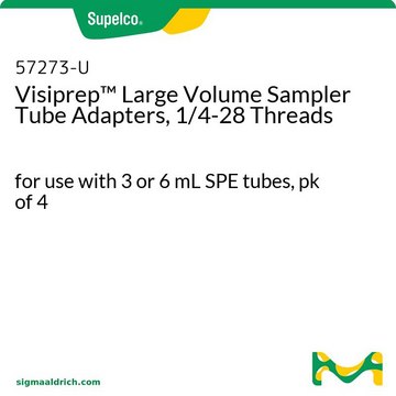 Visiprep&#8482; Large Volume Sampler Tube Adapters, 1/4-28 Threads for use with 3 or 6 mL SPE tubes, pk of 4