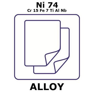 Inconel&#174; X750 - heat resisting alloy, Ni74Cr15Fe7TiAlNb foil, 100 x 100mm, 0.25mm thickness, annealed