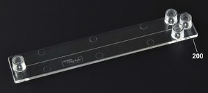 Cross-shaped channel chip - 200 &#956;m channel Fluidic 394, PMMA with Luer Interface