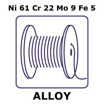 Inconel&#174; 625 - corrosion resistant alloy, Ni61Cr22Mo9Fe5 10m wire, 0.5mm diameter, annealed