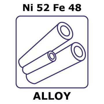 Nickel/Iron tube, Ni52%/Fe 48%, outside diameter 9.55 mm, length 200 mm, wall thickness 0.275&#160;mm