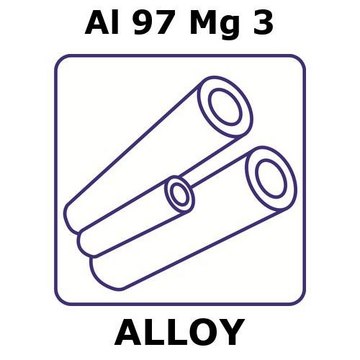 Aluminum-magnesium alloy, Al97Mg3 500mm tube, 0.75mm outside diameter, 0.1mm wall thickness, 0.55mm inside diameter, as drawn