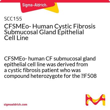CFSMEo- Human Cystic Fibrosis Submucosal Gland Epithelial Cell Line CFSMEo- human CF submucosal gland epithelial cell line was derived from a cystic fibrosis patient who was compound heterozygote for the &#916;F508 and Q2X CFTR mutations.