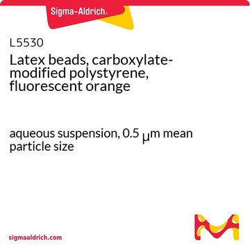 Latex beads, carboxylate-modified polystyrene, fluorescent orange aqueous suspension, 0.5&#160;&#956;m mean particle size