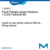 Fluid Thioglycollate Medium Tween&#174; 0.5&#160;%, bottle capacity 500&#160;mL, bottle filling volume 400&#160;mL, closure type, Red screw cap with septum and protector, pack of 6&#160;bottles