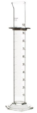 Pyrex&#174; graduated cylinder, single metric scale, white enamel graduations volume 100&#160;mL