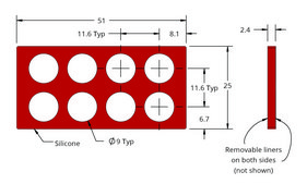 Grace Bio-Labs Press-To-Seal silicone isolator, No PSA wells, 8 (Round, 9mm diameter, 2.4mm depth)