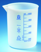 BRAND&#174; ETFE beaker with spout, low form volume 25&#160;mL, with graduation